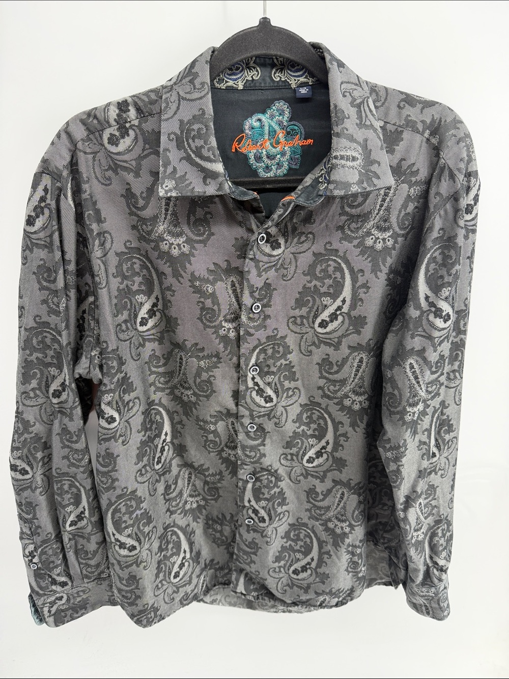 Robert Graham jacquard paisley long sleeve button up dress shirt sz L